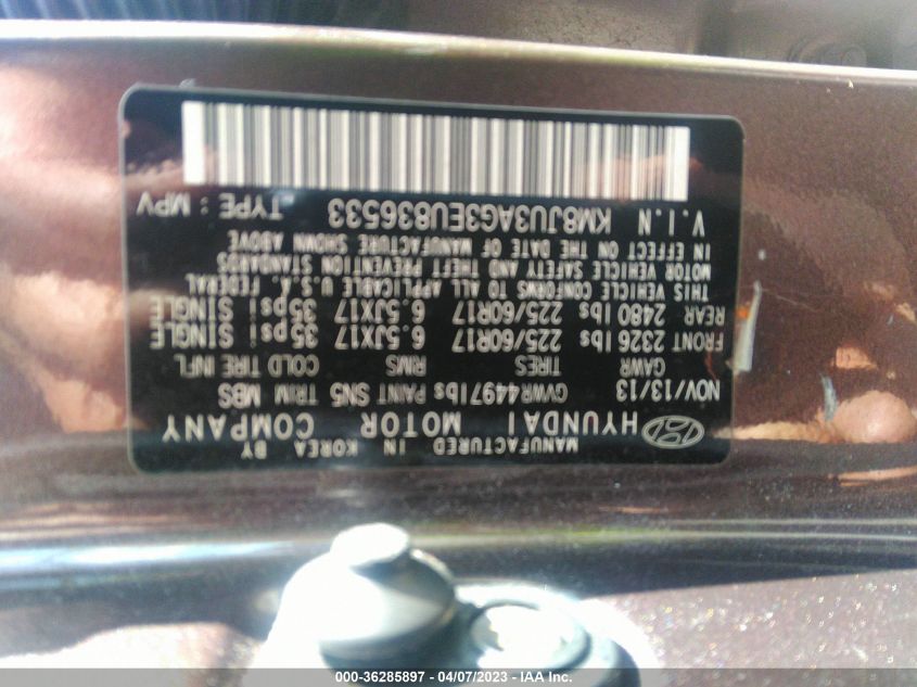 2014 HYUNDAI TUCSON SE - KM8JU3AG3EU836533
