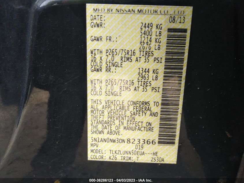 2013 NISSAN XTERRA PRO-4X - 5N1AN0NW3DN823366