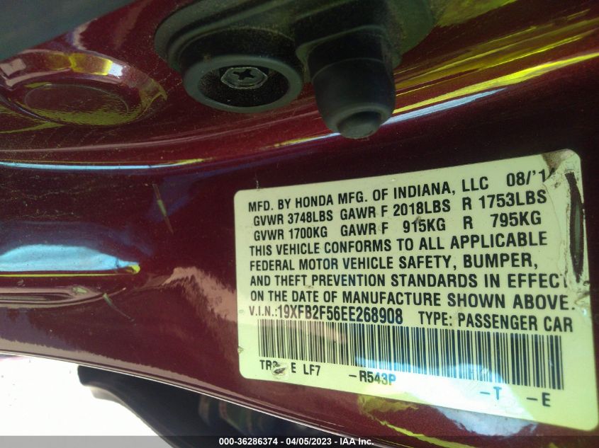 2014 HONDA CIVIC SEDAN LX - 19XFB2F56EE268908