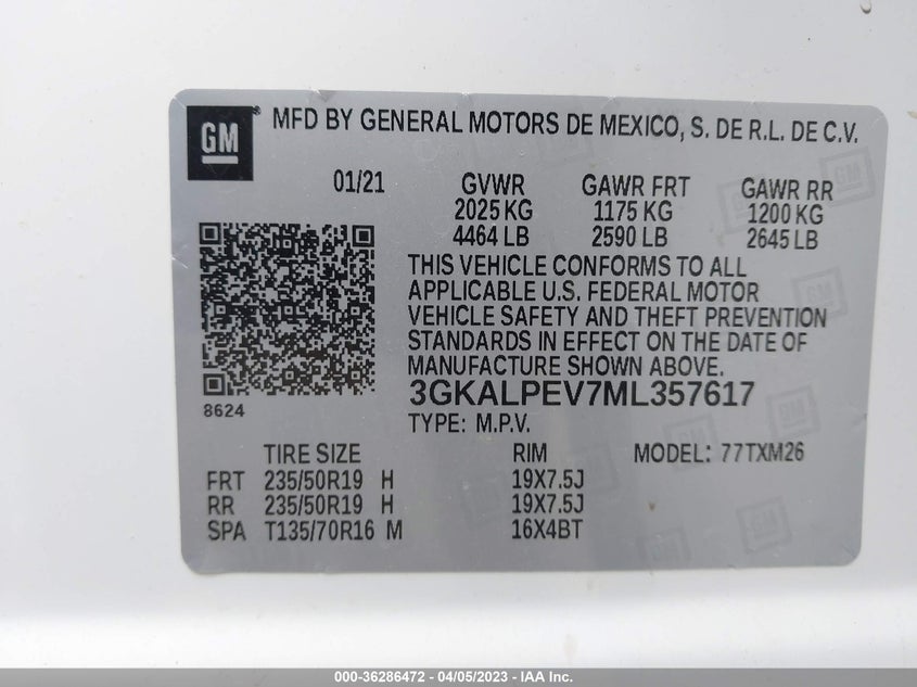 VIN 3GKALPEV7ML357617 2021 GMC TERRAIN SLT