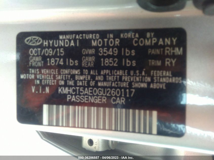 2016 HYUNDAI ACCENT SE - KMHCT5AE0GU260117