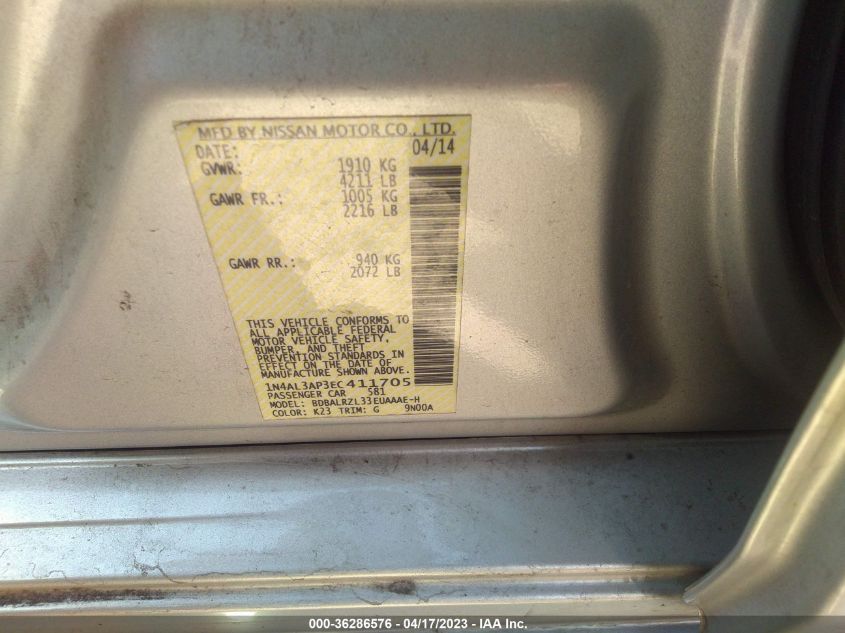 2014 NISSAN ALTIMA 2.5 S - 1N4AL3AP3EC411705