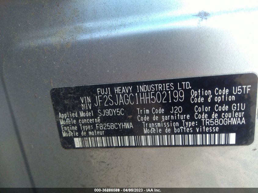 2017 SUBARU FORESTER PREMIUM - JF2SJAGC1HH502199