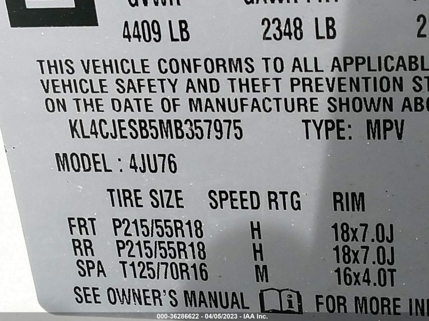 2021 BUICK ENCORE PREFERRED - KL4CJESB5MB357975