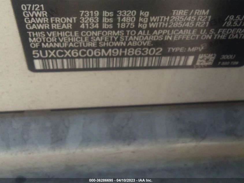 2021 BMW X7 M50I - 5UXCX6C06M9H86302