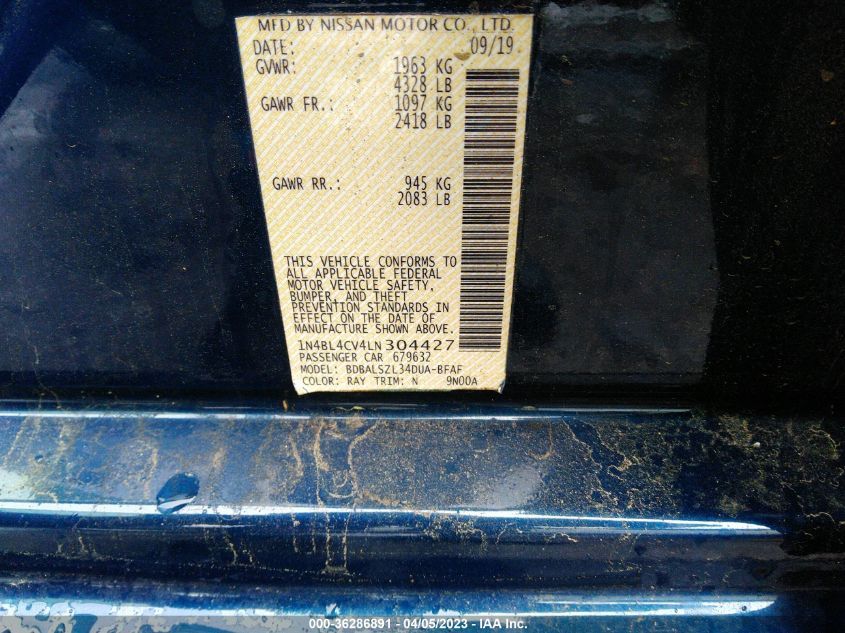 2020 NISSAN ALTIMA 2.5 SR - 1N4BL4CV4LN304427