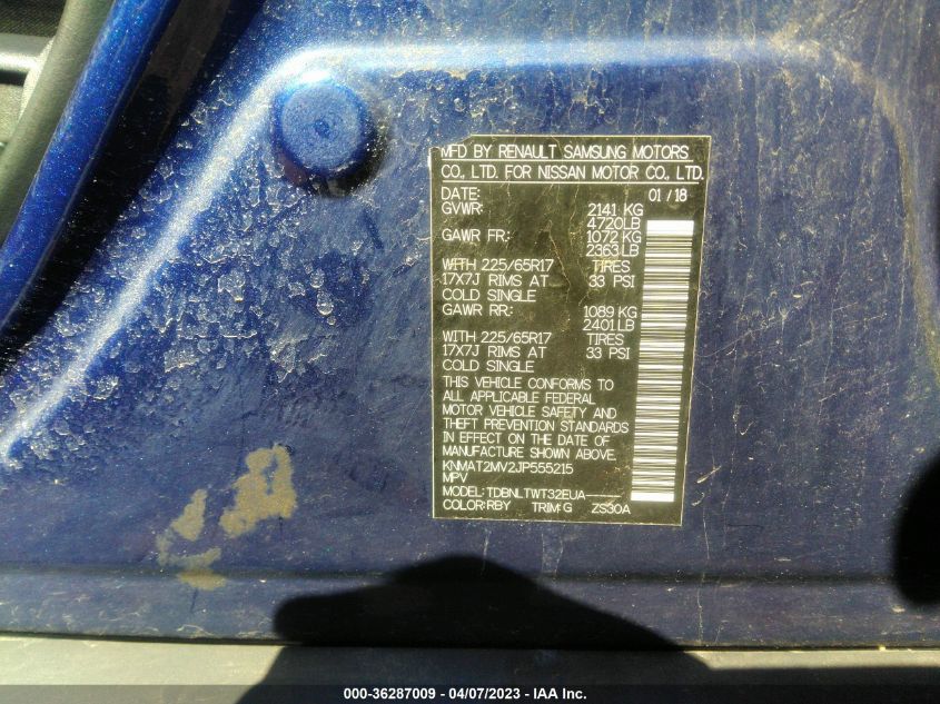 2018 NISSAN ROGUE SV - KNMAT2MV2JP555215