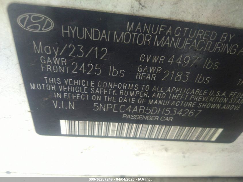 2013 HYUNDAI SONATA LIMITED - 5NPEC4AB5DH534267