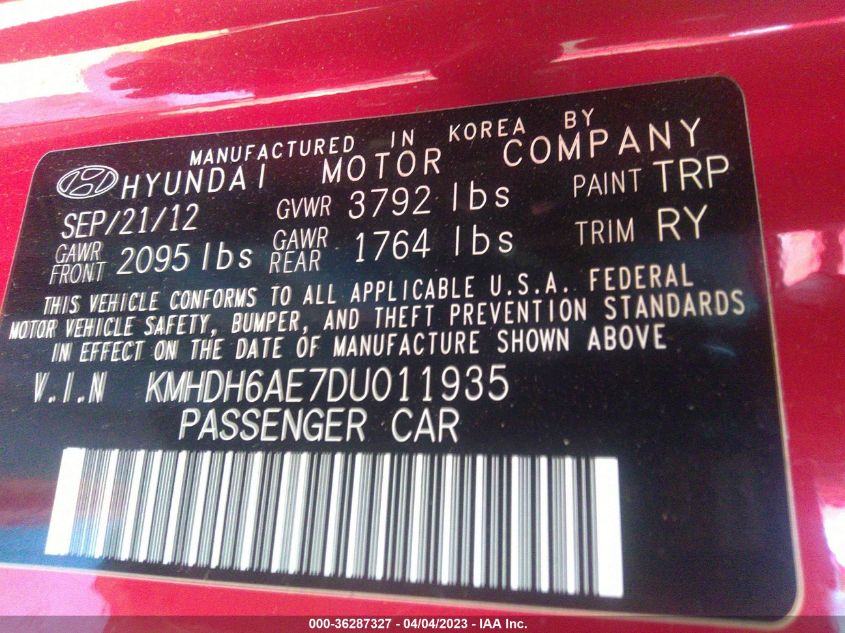 2013 HYUNDAI ELANTRA COUPE SE - KMHDH6AE7DU011935