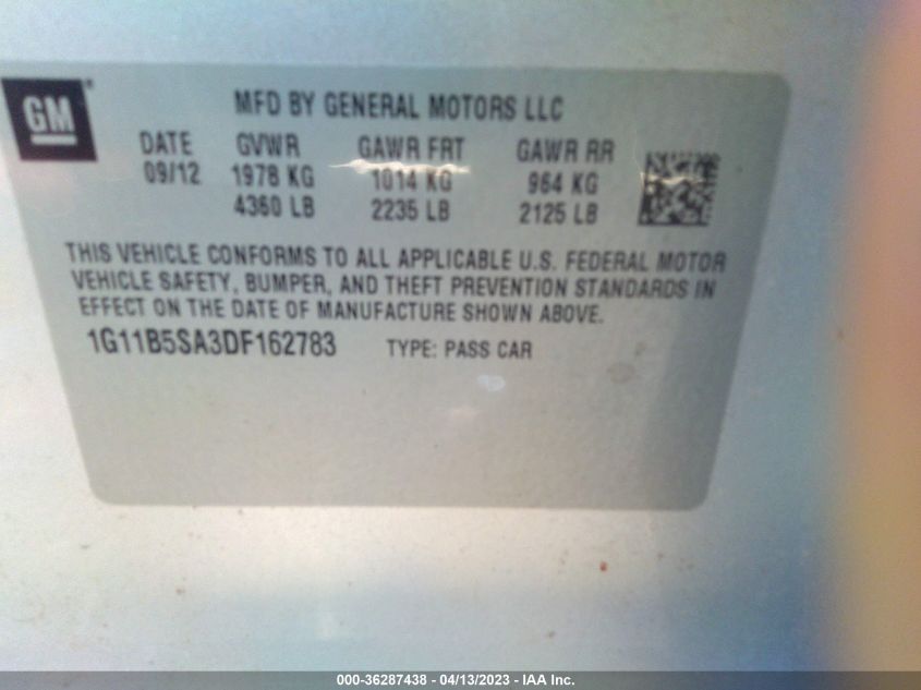 2013 CHEVROLET MALIBU LS - 1G11B5SA3DF162783