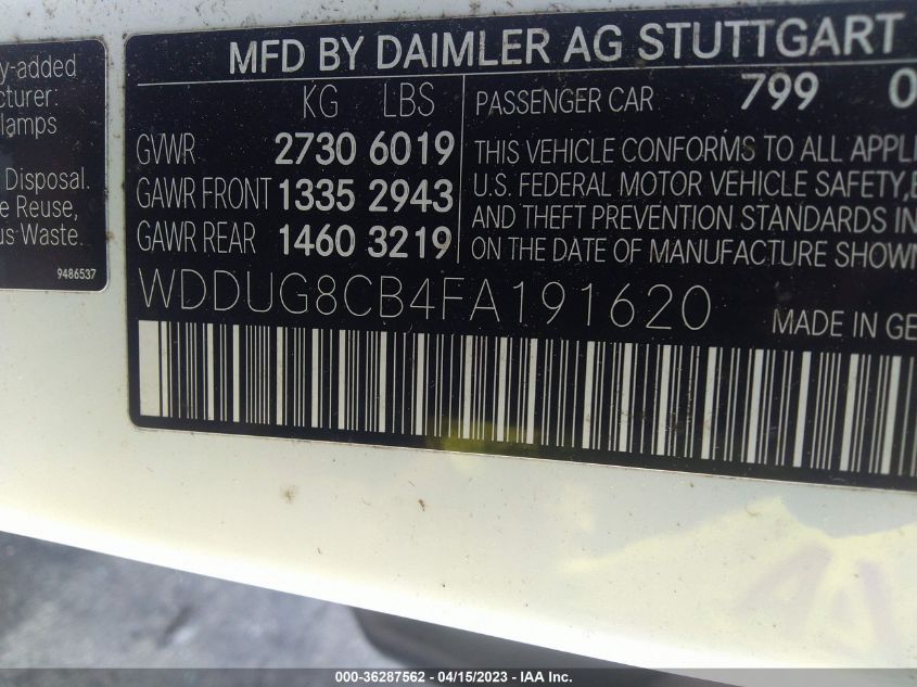 2015 MERCEDES-BENZ S-CLASS S 550 - WDDUG8CB4FA191620