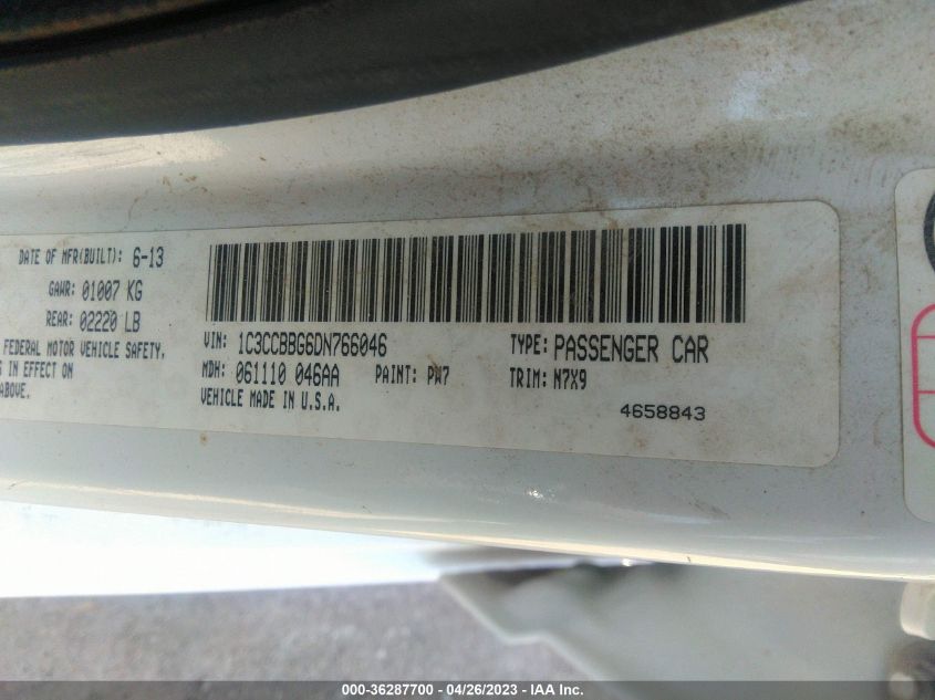 2013 CHRYSLER 200 TOURING - 1C3CCBBG6DN766046