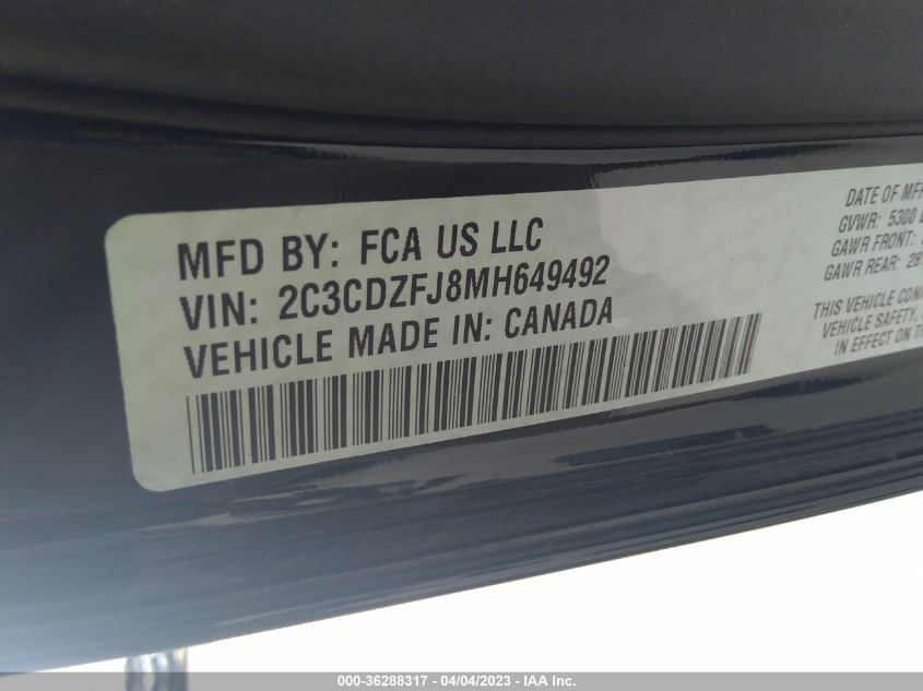 2021 DODGE CHALLENGER R/T SCAT PACK - 2C3CDZFJ8MH649492