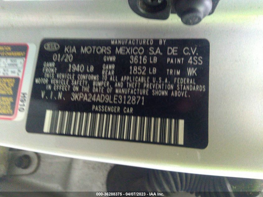 2020 KIA RIO LX - 3KPA24AD9LE312871