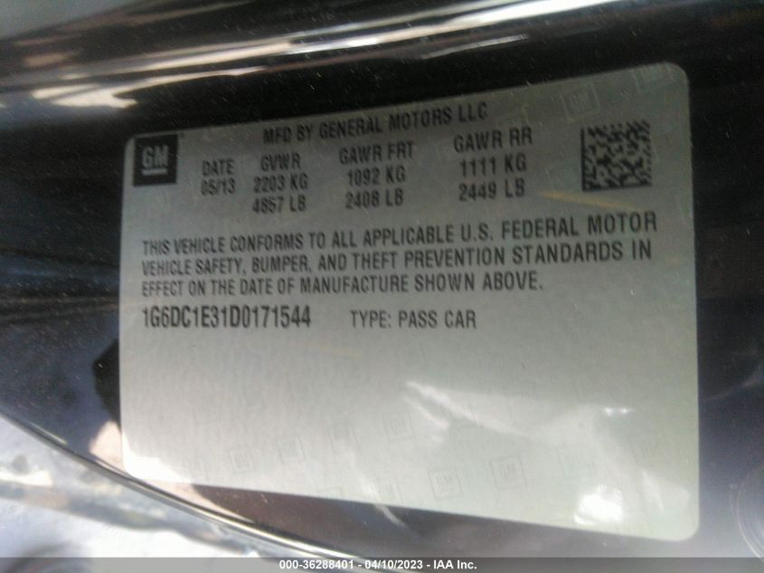2013 CADILLAC CTS COUPE - 1G6DC1E31D0171544