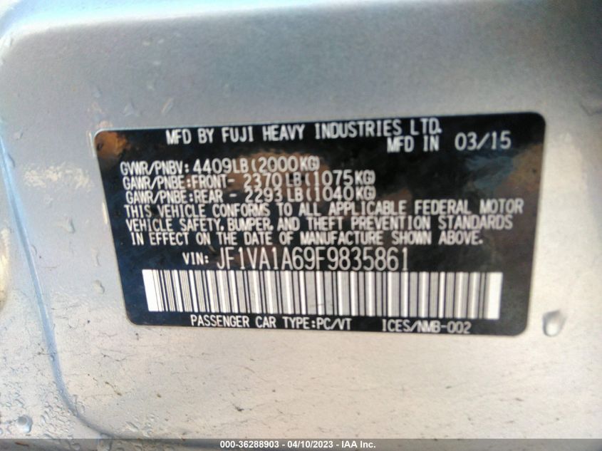 2015 SUBARU WRX - JF1VA1A69F9835861