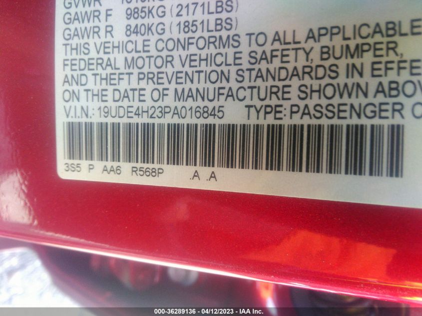 2023 ACURA INTEGRA 19UDE4H23PA016845