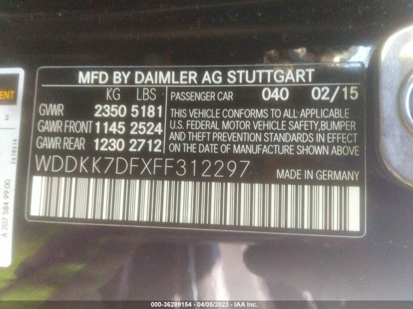 2015 MERCEDES-BENZ E-CLASS E 550 - WDDKK7DFXFF312297
