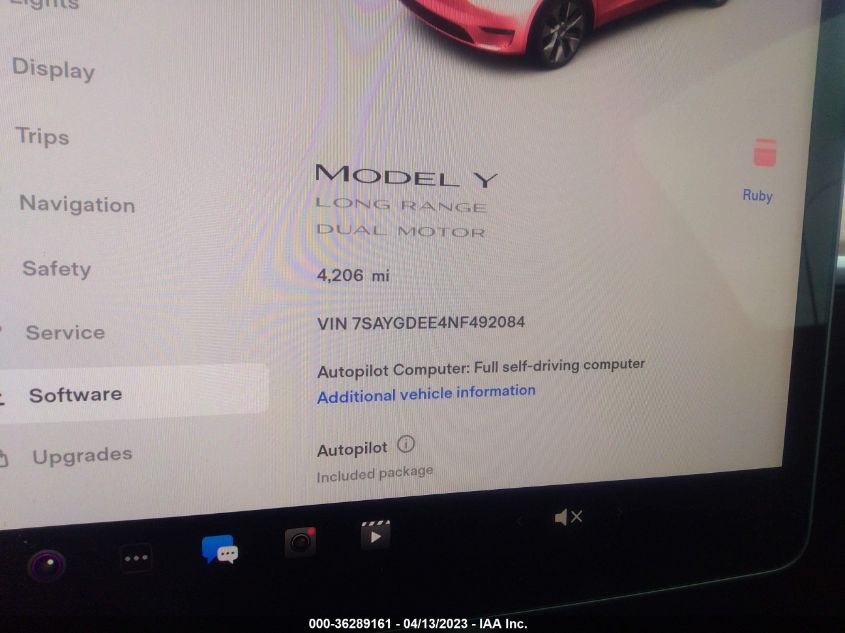 2022 TESLA MODEL Y LONG RANGE - 7SAYGDEE4NF492084