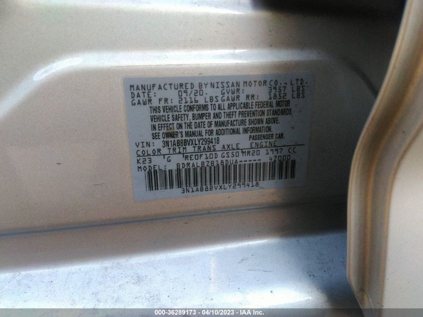 2020 NISSAN SENTRA S - 3N1AB8BVXLY299418