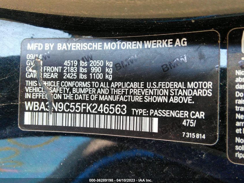 2015 BMW 4 SERIES 428I XDRIVE - WBA3N9C55FK246563