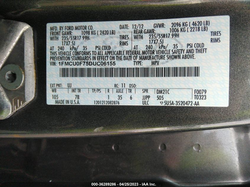 2013 FORD ESCAPE S - 1FMCU0F75DUC06155