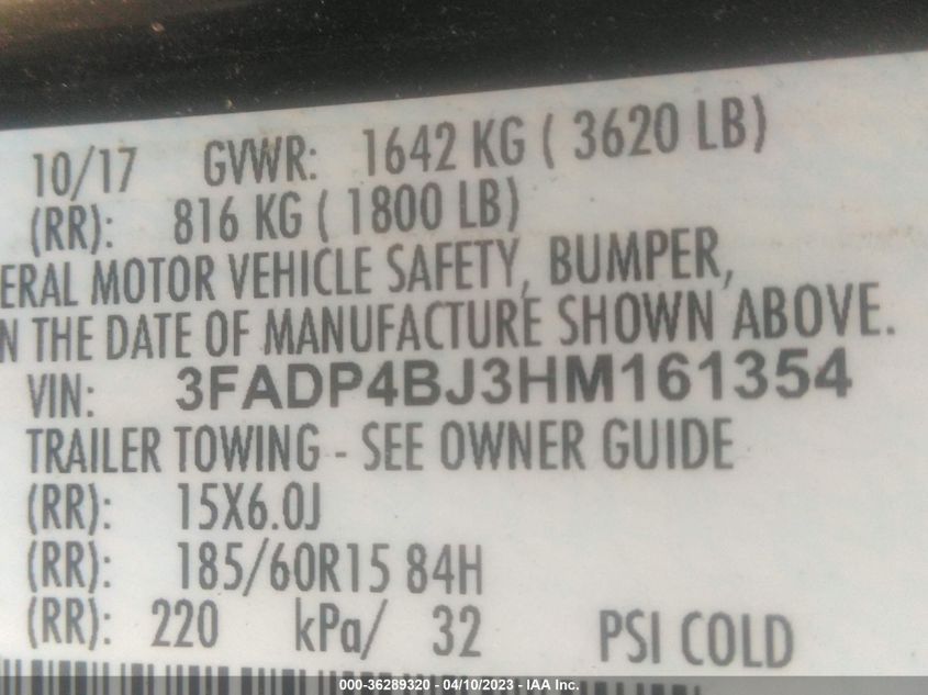 2017 FORD FIESTA SE - 3FADP4BJ3HM161354