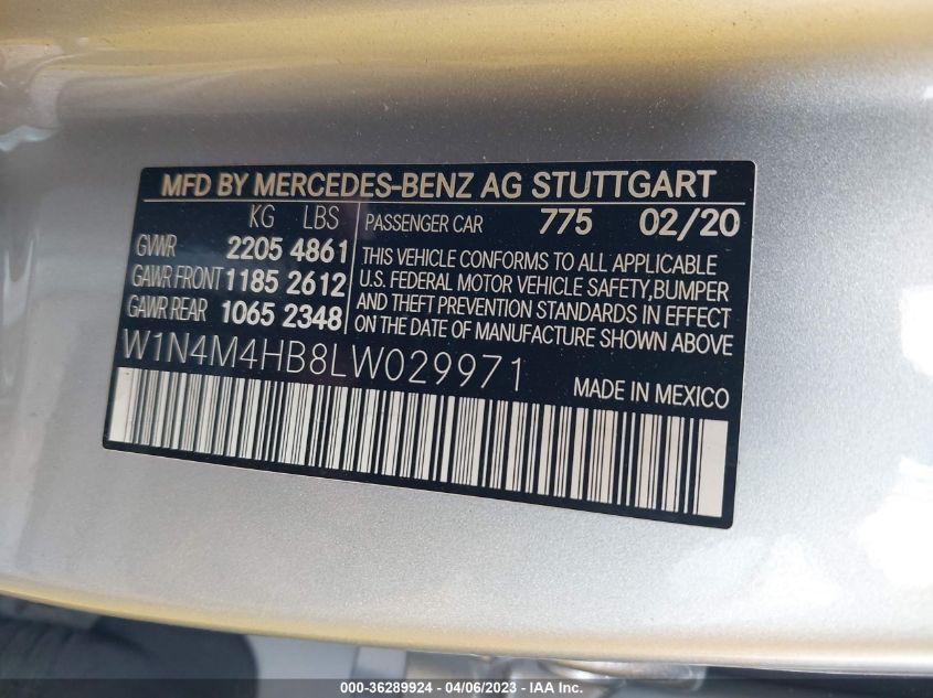 2020 MERCEDES-BENZ GLB GLB 250 - W1N4M4HB8LW029971