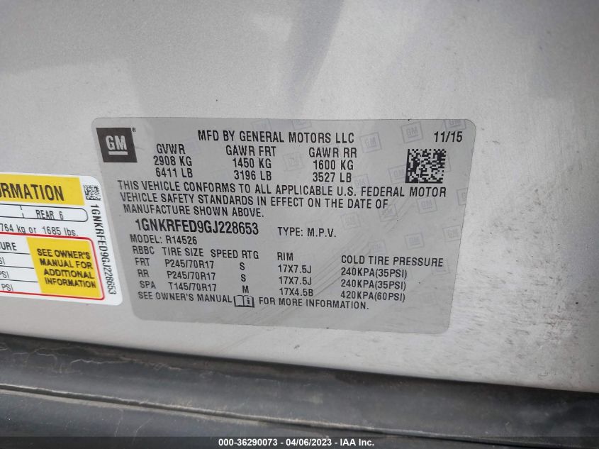 2016 CHEVROLET TRAVERSE LS - 1GNKRFED9GJ228653