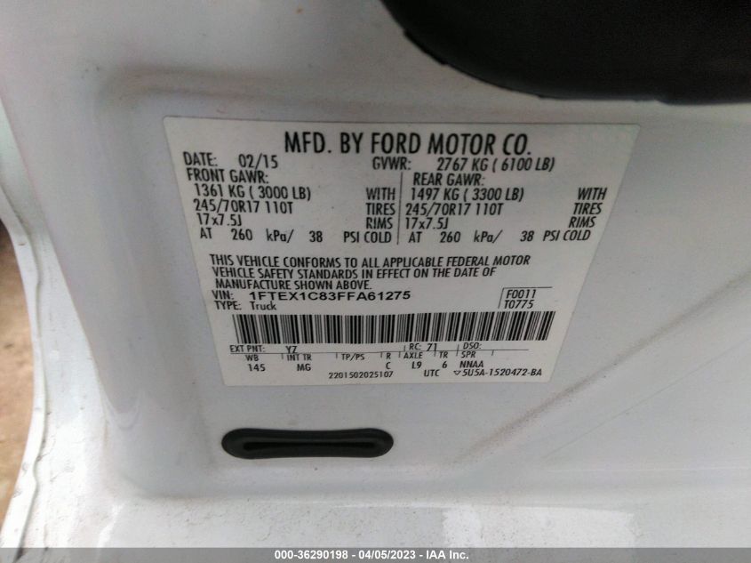 2015 FORD F-150 XL/XLT - 1FTEX1C83FFA61275