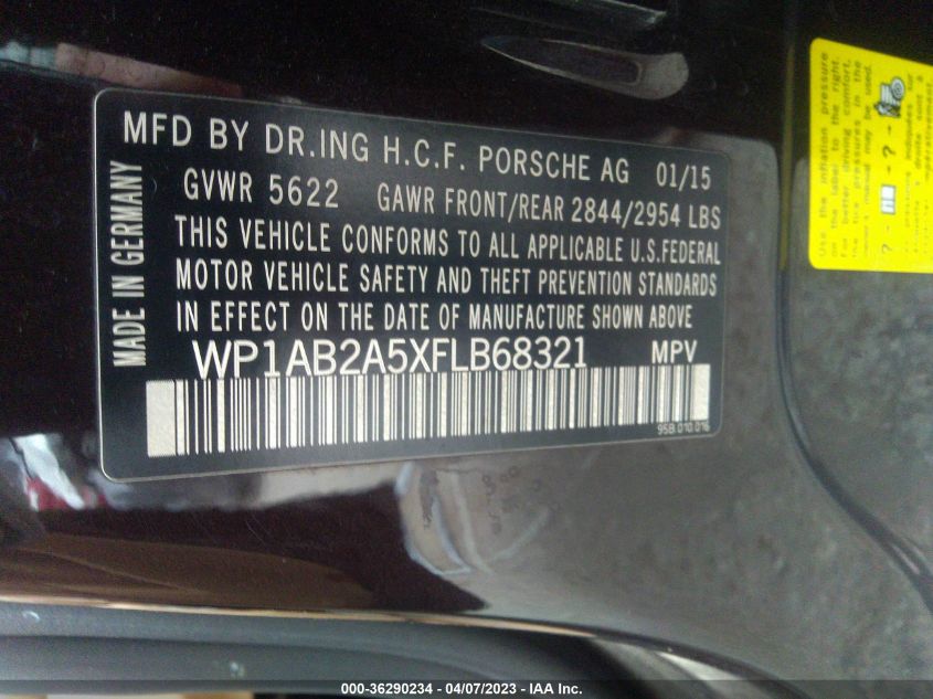 2015 PORSCHE MACAN S - WP1AB2A5XFLB68321