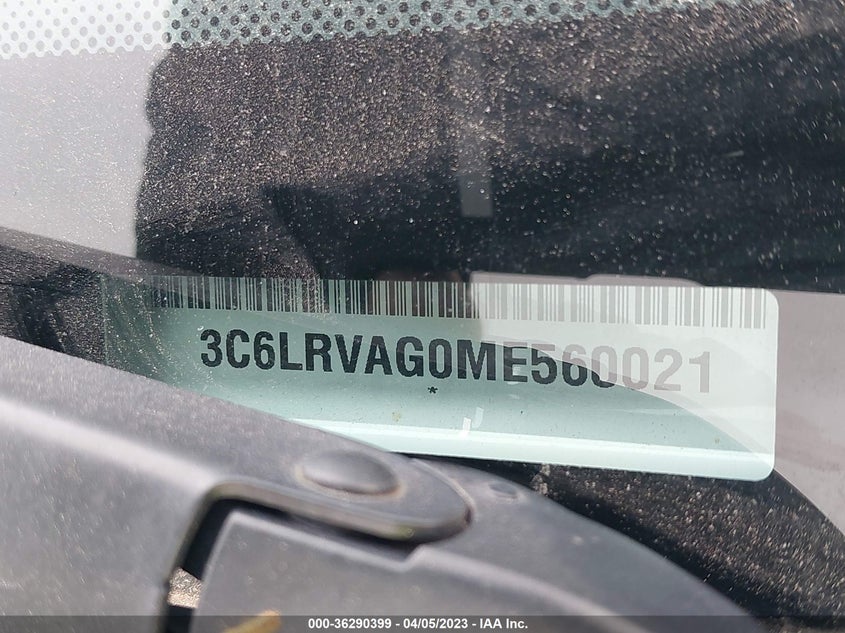 VIN 3C6LRVAG0ME560021 2021 RAM PROMASTER CARGO VAN
