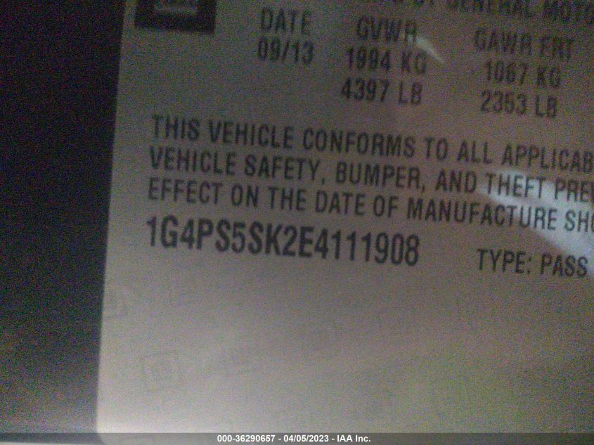 2014 BUICK VERANO LEATHER GROUP - 1G4PS5SK2E4111908