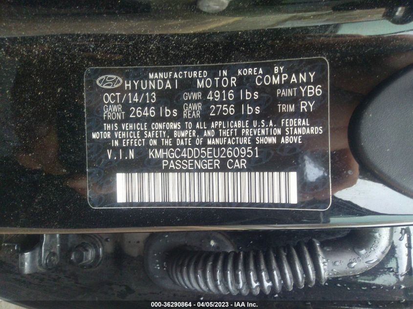 2014 HYUNDAI GENESIS 3.8L - KMHGC4DD5EU260951