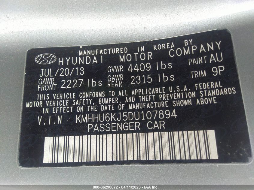 2013 HYUNDAI GENESIS COUPE 3.8 GRAND TOURING KMHHU6KJ5DU107894