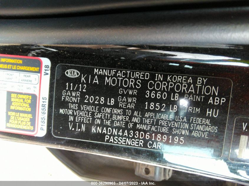 2013 KIA RIO EX - KNADN4A33D6189195