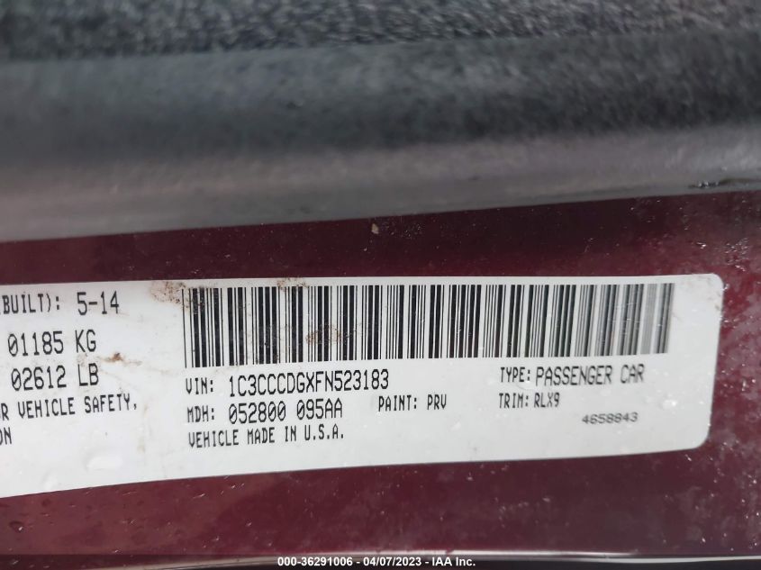 2015 CHRYSLER 200 S - 1C3CCCDGXFN523183