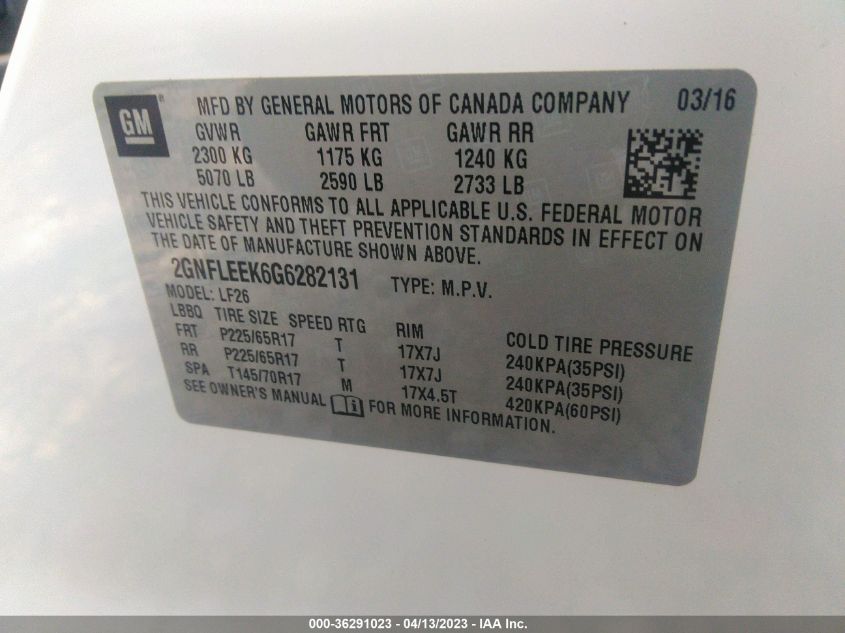 2016 CHEVROLET EQUINOX LS - 2GNFLEEK6G6282131