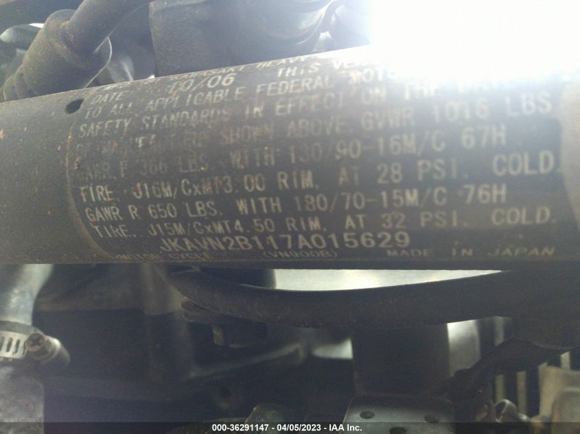 2007 KAWASAKI VN900 B - JKAVN2B117A015629