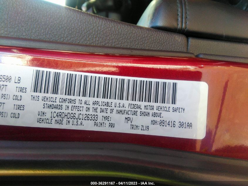 2018 DODGE DURANGO GT - 1C4RDHDG6JC126333