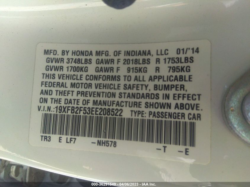 2014 HONDA CIVIC SEDAN LX - 19XFB2F53EE208522