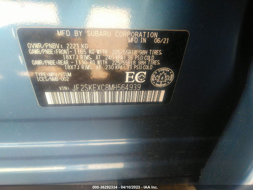 2021 SUBARU FORESTER PREMIER - JF2SKEXC8MH564939