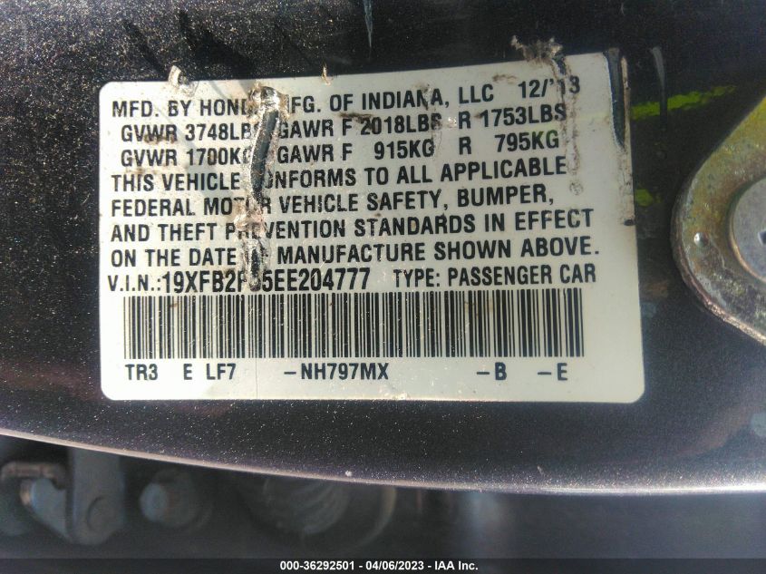 2014 HONDA CIVIC SEDAN LX - 19XFB2F55EE204777