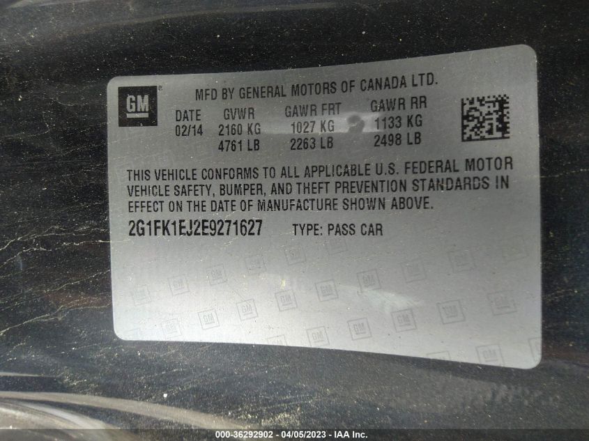 2014 CHEVROLET CAMARO SS - 2G1FK1EJ2E9271627