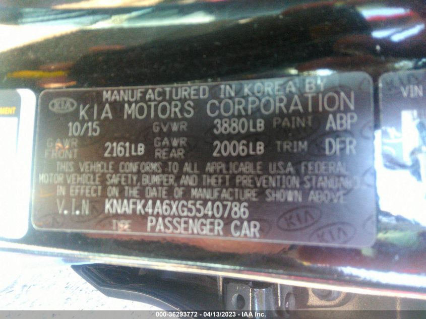2016 KIA FORTE LX - KNAFK4A6XG5540786