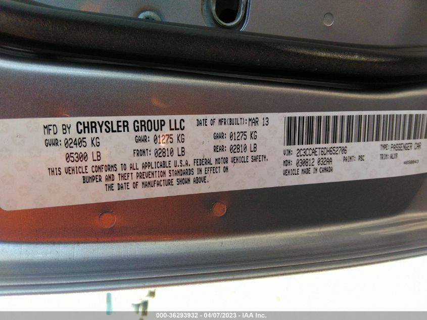 2013 CHRYSLER 300 300C - 2C3CCAET6DH652706