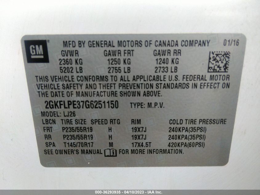 2016 GMC TERRAIN SLT - 2GKFLPE37G6251150