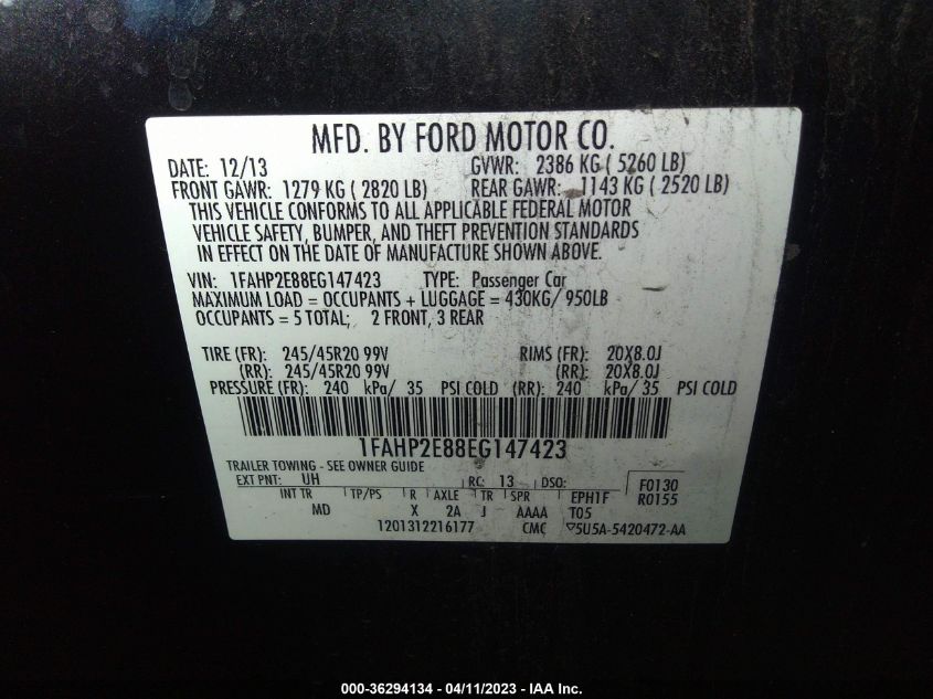 2014 FORD TAURUS SEL - 1FAHP2E88EG147423