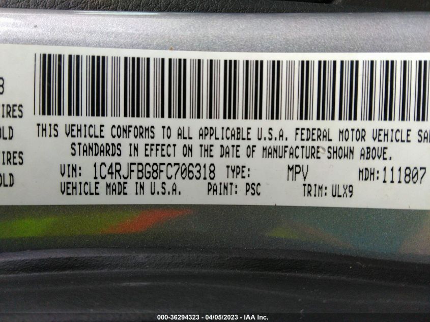 2015 JEEP GRAND CHEROKEE LIMITED - 1C4RJFBG8FC706318