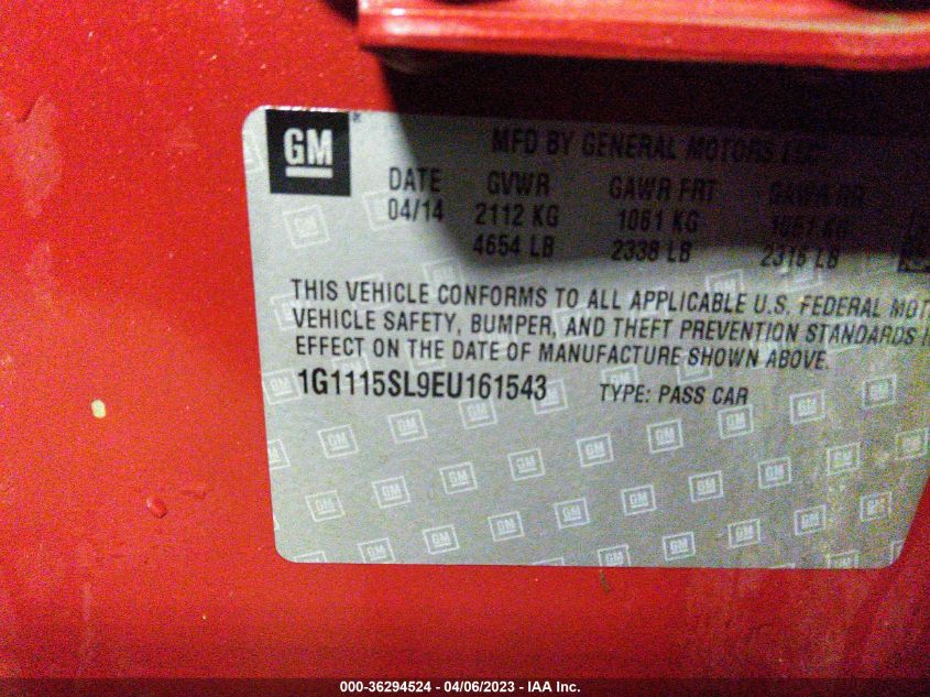 2014 CHEVROLET IMPALA LT - 1G1115SL9EU161543